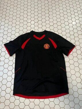 Manchester United Soccer Jersey Black/Red Short Sleeve Shirt Mens L